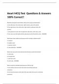 Heart MCQ Test  Questions & Answers 100% Correct!!