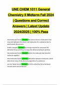 UNE CHEM 1011 General Chemistry II Midterm Fall 2024 | Questions and Correct Answers | Latest Update 2024/2025 | 100% Pass