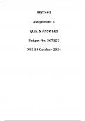 HSY2601 Assignment 5 QUIZ & ANSWERS Semester 2 (567122) DUE 19 October 2024