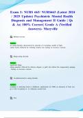 Exam 1 & Exam 2: NURS 663/ NURS663 (Latest 2024/ 2025 Updates STUDY BUNDLE WITH SOLUTIONS) Psychiatric Mental Health Diagnosis and Management II | Qs & As| 100% Correct| Grade A (Verified Answers)- Maryville