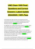 UNE Chem 1005 Final | Questions and Correct Answers | Latest Update 2024/2025 | 100% Pass