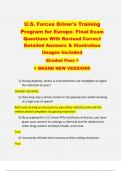 U.S. Forces Driver's Training  Program for Europe- Final Exam  Questions With Revised Correct  Detailed Answers & Illustration  Images Included  |Graded Pass >  > BRAND NEW VERSION!! 