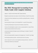 Bus 302L Managerial Accounting Exam Study Guide with Complete Solutions