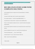 BUS 302L STATS STUDY GUIDE WITH COMPLETE SOLUTIONS