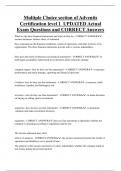 Multiple Choice section of Adventis  Certification level 1 UPDATED Actual  Exam Questions and CORRECT Answers