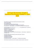 Lehninger Biochemistry Chapter 3 Questions And Answers Graded A+ 2024-2025.