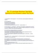  Ch. 13 Lehninger Biochem Test Bank Questions And Answers Latest Top Score.