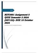 HSY2601 Assignment 5 QUIZ Semester 2 2024 (567122)- DUE 19 October 2024