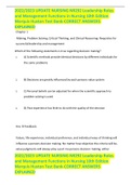 2022/2023 UPDATE NURSING NR292 Leadership Roles and Management Functions in Nursing 10th Edition Marquis Huston Test Bank-CORRECT ANSWERS EXPLAINED