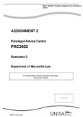 ASSIGNMENT 2  Paralegal Advice Centre PAC2602  Semester 2