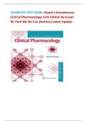 COMPLETE TEST BANK: Roach's Introductory Clinical Pharmacology 11th Edition By Susan M. Ford Mn Rn Cne (Author) Latest Update.