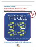 Test Bank Complete_ Molecular Biology of the Cell 6th Edition, Bruce Alberts (Author) Five Parts| All Chapters 1-24