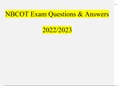 NBCOT Exam Questions and Answers (2022/2023) (Verified Answers)