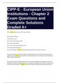 CIPP-E - European Union Institutions - Chapter 2 Exam Questions and Complete Solutions Graded A+