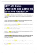 CIPP-US Exam Questions and Complete Solutions Graded A+