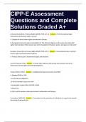 CIPP-E Assessment Questions and Complete Solutions Graded A+