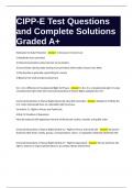 CIPP-E Test Questions and Complete Solutions Graded A+