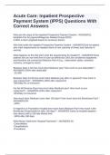 Acute Care: Inpatient Prospective Payment System (IPPS) Questions With Correct Answers