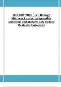 BIOLOGY 2B03 - Cell Biology Midterm 1 exam tips (possible questions and answer) new update McMaster University