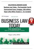 Solution Manual For Business Law Today - Standard Edition Text & Summarized Cases (MindTap Course List), Cengage, 13th edition, Roger LeRoy Miller