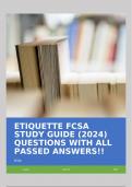 ETIQUETTE FCSA STUDY GUIDE (2024) QUESTIONS WITH ALL PASSED ANSWERS!!