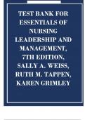 Test Bank For Essentials of Nursing Leadership and Management 7th Edition by Sally A. Weiss