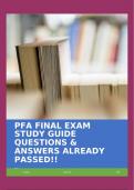 PFA FINAL EXAM STUDY GUIDE QUESTIONS & ANSWERS ALREADY PASSED!!