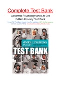 Abnormal Psychology and Life 3rd Edition Kearney Test Bank