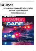 Test Bank For Paramedic Care: Principles & Practice, 6th edition Volume 4 by Bledsoe, All Chapters 1 to 11 Covered, ISBN: 9780136895299 (100% Verified Edition)