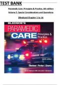 Test Bank For Paramedic Care: Principles & Practice, 6th edition Volume 5 by Bledsoe, All Chapters 1 to 16 Covered, ISBN: 9780136895299 (100% Verified Edition)