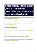 Timeshare License Exam Quiz 4- Timeshare Questions and Complete Solutions Graded A+