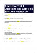 Timeshare Test 1 Questions and Complete Solutions Graded A+