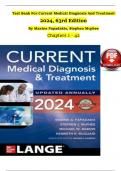 TEST BANK FOR CURRENT MEDICAL DIAGNOSIS AND TREATMENT 2023/2024 62ND EDITION BY BY MAXINE PAPADAKIS