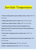 ServSafe Temperatures Study Guide (2022/2023) Verified