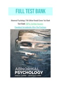 Abnormal Psychology 11th Edition Ronald Comer Test Bank