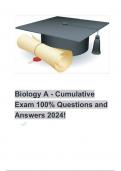 Biology A - Cumulative Exam 100% Questions and Answers 2024!