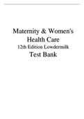 TEST BANK FOR MATERNITY AND WOMEN’S HEALTH CARE 12TH EDITION BY LOWDERMILK