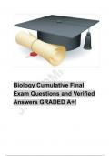 Biology Cumulative Final Exam Questions and Verified Answers GRADED A+!