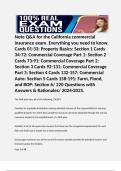 Note Q&A for the California commercial insurance exam. Everything you need to know. Cards 01-33: Property Basics: Section 1 Cards 34-72: Commercial Coverage Part 1: Section 2 Cards 73-91: Commercial Coverage Part 2: Section 3 Cards 92-131: Commercial Cove