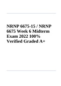 NRNP 6675-15 / NRNP 6675 Week 6 Midterm Exam 2022 100% Verified Graded A+