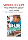 Literacy Assessment and Intervention for Classroom Teachers 5th Edition DeVries Test Bank