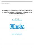 TEST BANK for Fundamentals of Nursing 11TH Edition by Potter Perry Stockert  All Chapters Complete Newest Version Updated 2024/2025 A+ 