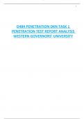 D484 PENETRATION DKN TASK 1  PENETRATION TEST REPORT ANALYSIS  WESTERN GOVERNORS’ UNIVERSITY 