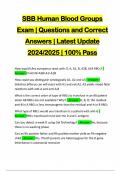 SBB Human Blood Groups Exam | Questions and Correct Answers | Latest Update 2024/2025 | 100% Pass