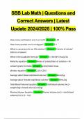 SBB Lab Math | Questions and Correct Answers | Latest Update 2024/2025 | 100% Pass