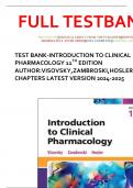 TEST BANK-INTRODUCTION TO CLINICAL PHARMACOLOGY 11TH EDITION AUTHOR:VISOVSKY,ZAMBROSKI,HOSLER ALL CHAPTERS LATEST VERSION 2024-2025