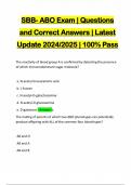 SBB- ABO Exam | Questions and Correct Answers | Latest Update 2024/2025 | 100% Pass