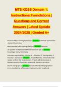 MTS KQSS Domain 1: Instructional Foundations | Questions and Correct Answers | Latest Update 2024/2025 | Graded A+