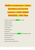 NASCLA Contractor's Guide | Questions and Correct answers | Latest Update 2024/2025 | 100% Pass