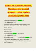 NASCLA Contractor's Guide | Questions and Correct Answers | Latest Update 2024/2025 | 100% Pass